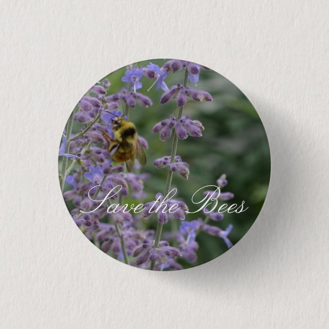 Save the Bees... Russian Sage Button (Front)