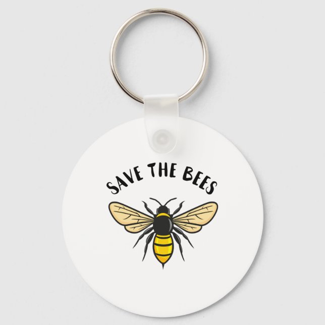 Save The Bees Save Our Planet Beekeeper Honey Eart Key Ring (Front)