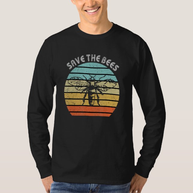 Save The Bees Shirt Retro Style Bee Climate Change (Front)