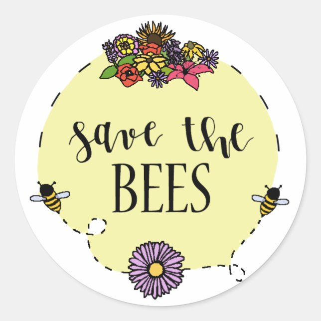 save the bees sticker (Front)