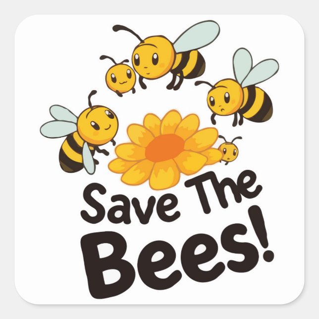 Save The Bees Sticker - Bee Conservation (Front)