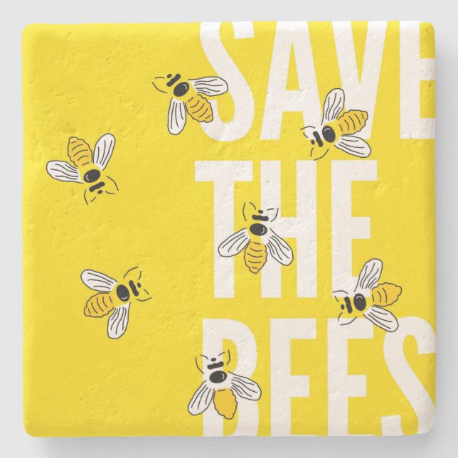 Save The Bees Stone Coaster (Front)