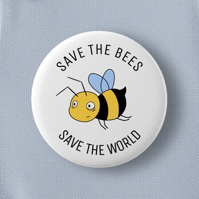Save the Bees, Tired Worker Bee 6 Cm Round Badge (Creator Uploaded)