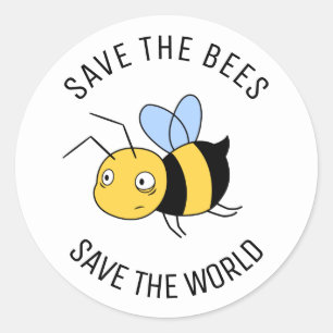 Save the Bees, Tired Worker Bee Classic Round Sticker