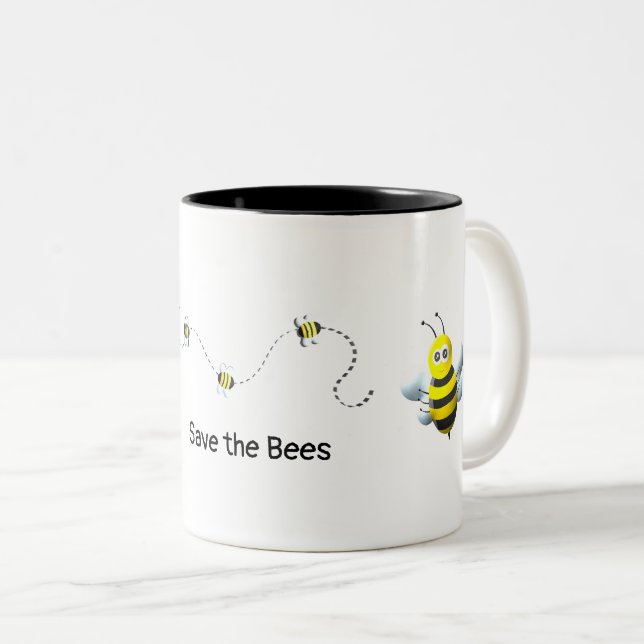 Save the Bees Two-Tone Coffee Mug (Front Right)