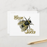 Save the Bees Vintage Illustration