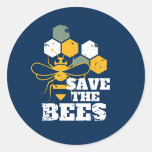 Save the Bees Vintage Retro Honey Beekeeper Classic Round Sticker