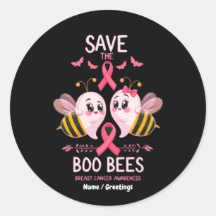 Save The Boo Bees Breast Cancer Women Halloween  Classic Round Sticker