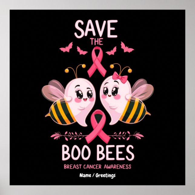 Save The Boo Bees Breast Cancer Women Halloween  Poster (Front)