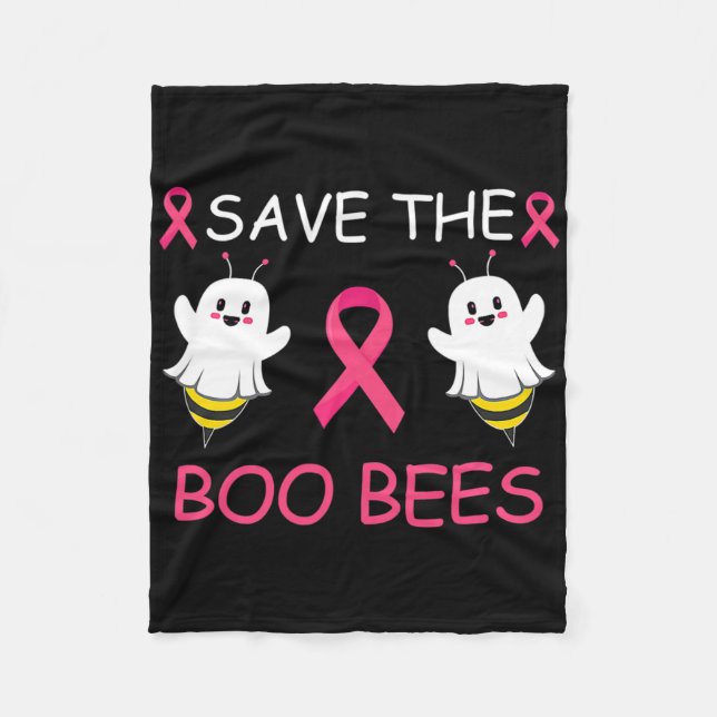 Save The Boo Bees Halloween Fun Breast Cancer Awar Fleece Blanket (Front)
