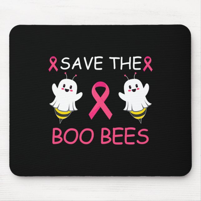 Save The Boo Bees Halloween Fun Breast Cancer Awar Mouse Mat (Front)