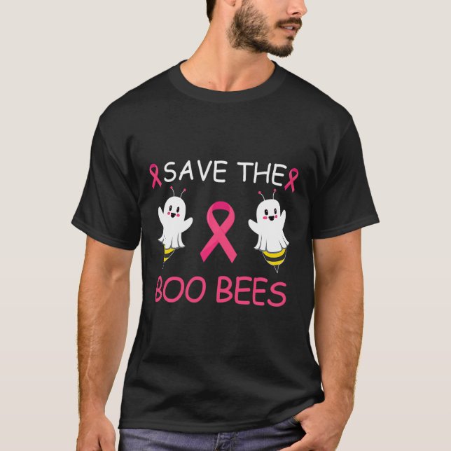 Save The Boo Bees Halloween Fun Breast Cancer Awar T-Shirt (Front)