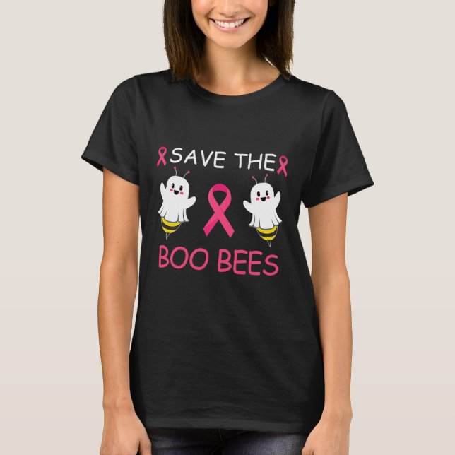Save The Boo Bees Halloween Fun Breast Cancer Awar T-Shirt (Front)