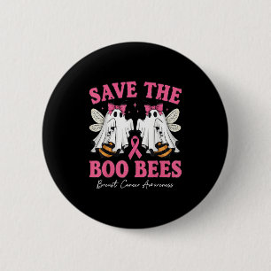 Save The Boo Ghost Bees Breast Cancer Awareness Wo 6 Cm Round Badge