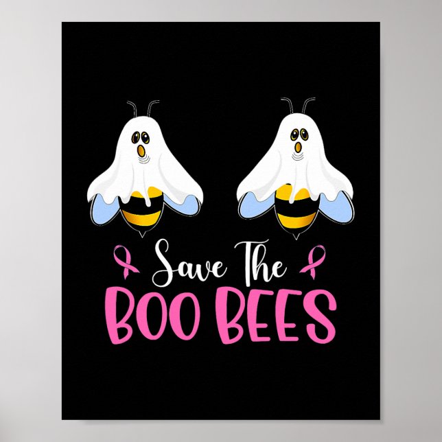 Save The Boobees Boo Bees Breast Cancer Halloween  Poster (Front)