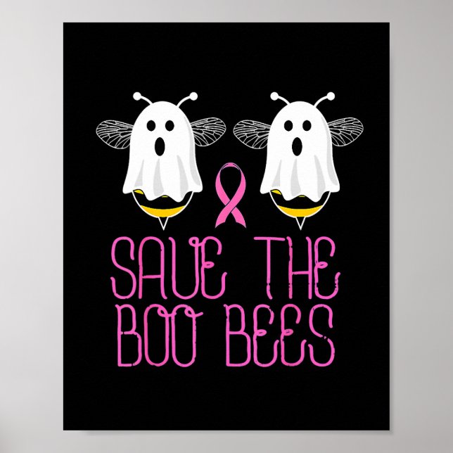 Save The Boobees Boo Bees Breast Cancer Halloween  Poster (Front)