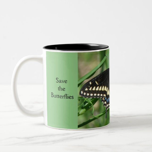 Save the Butterflies (His) Black Swallowtail Mug (Left)