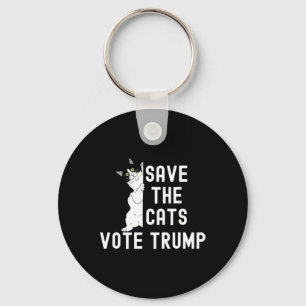Save The Cats Vote Trump Funny Political Cat Humou Key Ring
