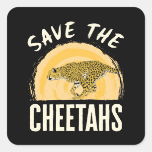 Save the Cheetahs Endangered Animal Square Sticker