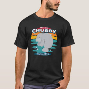 Save The Chubby Mermaid Retro Vintage Manatee T-Shirt