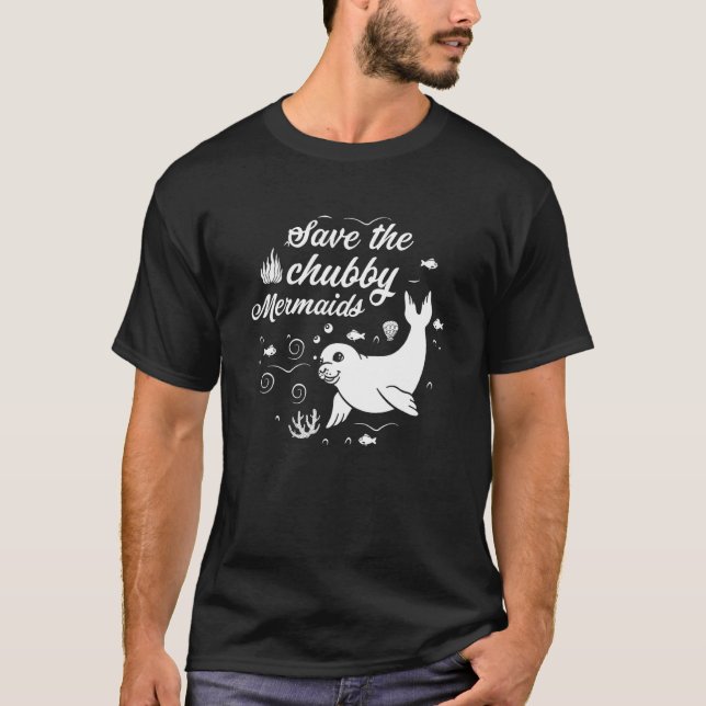 Save The Chubby Mermaids  Funny Love Manatee Shirt (Front)