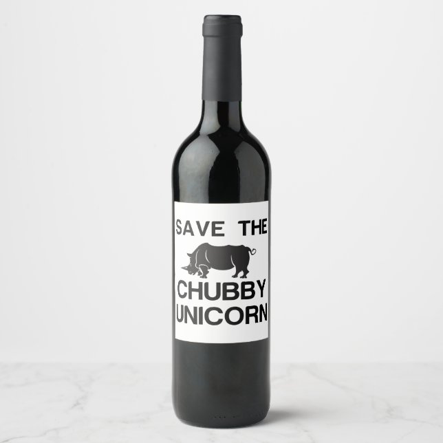SAVE THE CHUBBY UNICORN RHINO WINE LABEL (Front)