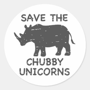 Save the chubby unicorns - Choose background color Classic Round Sticker
