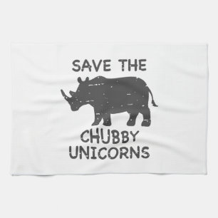 Save the chubby unicorns - Choose background colou Tea Towel