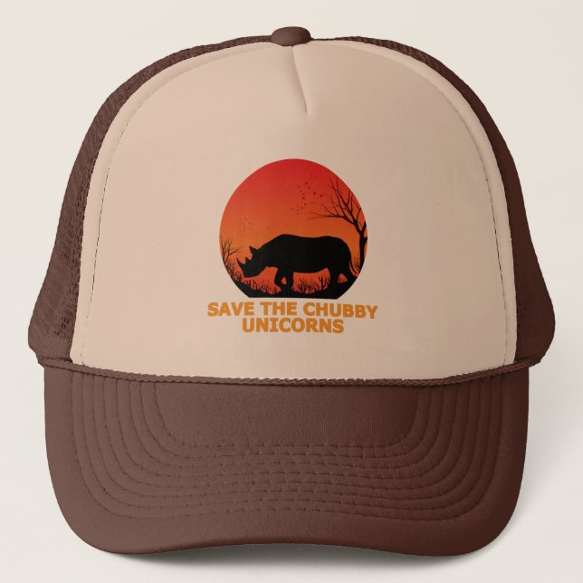Save The Chubby Unicorns Fat Rhino Trucker Hat (Front)