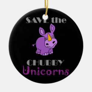 Save the Chubby Unicorns Fun Artwork Ceramic Tree Decoration
