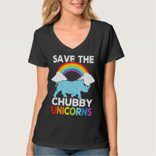 Save The Chubby Unicorns Funny Cute Rhino Rainbow T-Shirt
