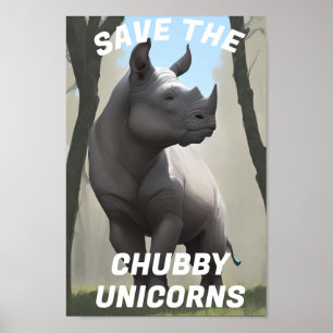 Save The Chubby Unicorns" Funny Poster