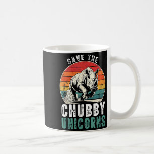 Save The Chubby Unicorns Funny Retro Rhino Animal Coffee Mug