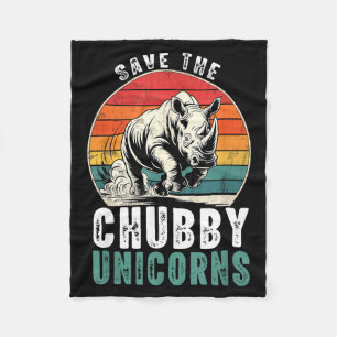 Save The Chubby Unicorns Funny Retro Rhino Animal  Fleece Blanket