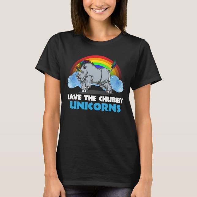 Save The Chubby Unicorns Magical Rhino Rainbow T-Shirt (Front)