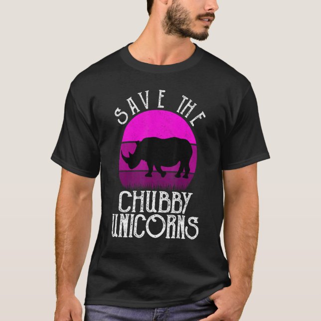Save The Chubby Unicorns Retro Style Rhino 7 T-Shirt (Front)