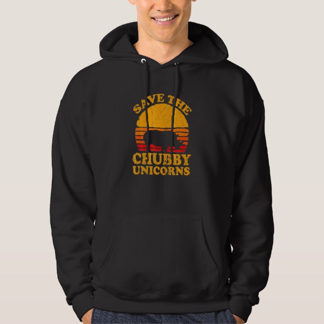 Save The Chubby-Unicorns Retro Style-Rhino Hoodie (Front)