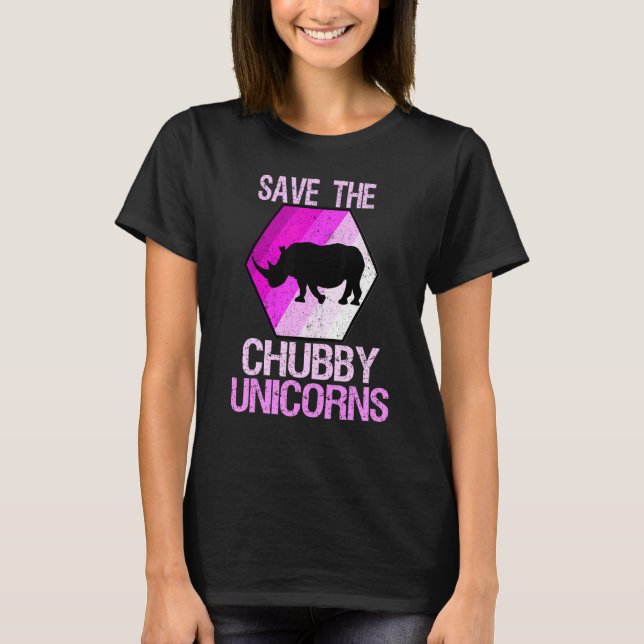 Save The Chubby Unicorns Retro Style Rhino T-Shirt (Front)
