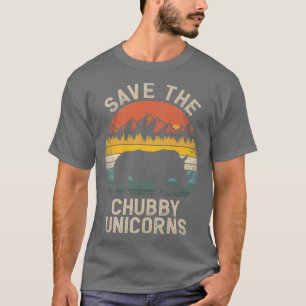 Save The Chubby Unicorns Retro Vintage Rhino Anima T-Shirt