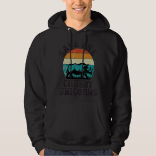 Save The Chubby Unicorns  Retro Vintage Rhino Unic Hoodie