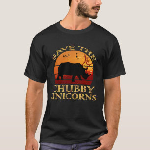 Save The Chubby Unicorns Rhino Animal Sunset Funny T-Shirt