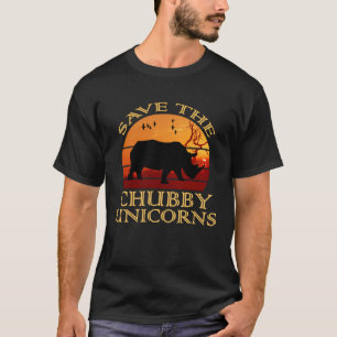 Save The Chubby Unicorns Rhino Animal Sunset Funny T-Shirt