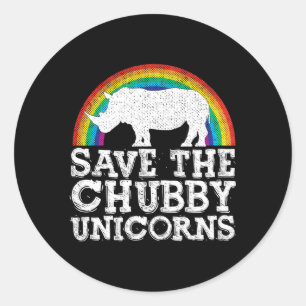 Save The Chubby Unicorns Rhino Conservation Rainbo Classic Round Sticker
