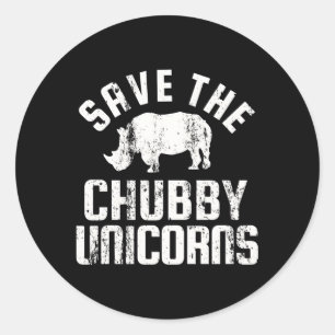 Save The Chubby Unicorns Rhino Rhinoceros Classic Round Sticker