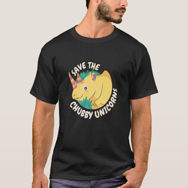 Save The Chubby Unicorns Rhino Wild Animals   T-Shirt (Front)