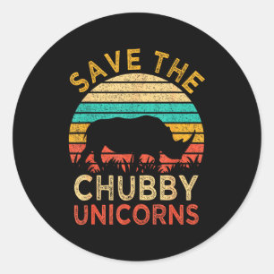 Save The Chubby Unicorns Vintage Funny Rhino Anima Classic Round Sticker