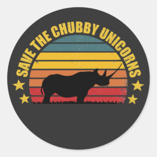 Save The Chubby Unicorns Vintage Funny Rhino lover Classic Round Sticker