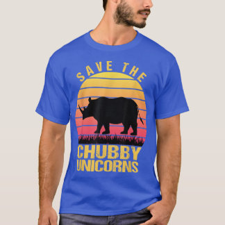 Save The Chubby Unicorns Vintage Retro Funny Rhino T-Shirt