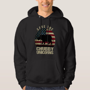 Save The Chubby Unicorns Vintage Retro Rhino Anim Hoodie