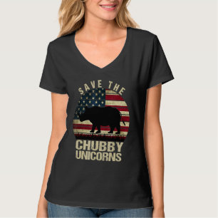 Save The Chubby Unicorns Vintage Retro Rhino Anim T-Shirt